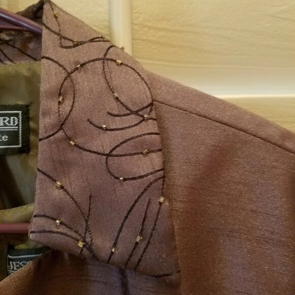 16 Petite Jessica Howard Evenings Beaded Brown 2 Piece Dress with Jacket, NWOT. - Picture 4 of 7